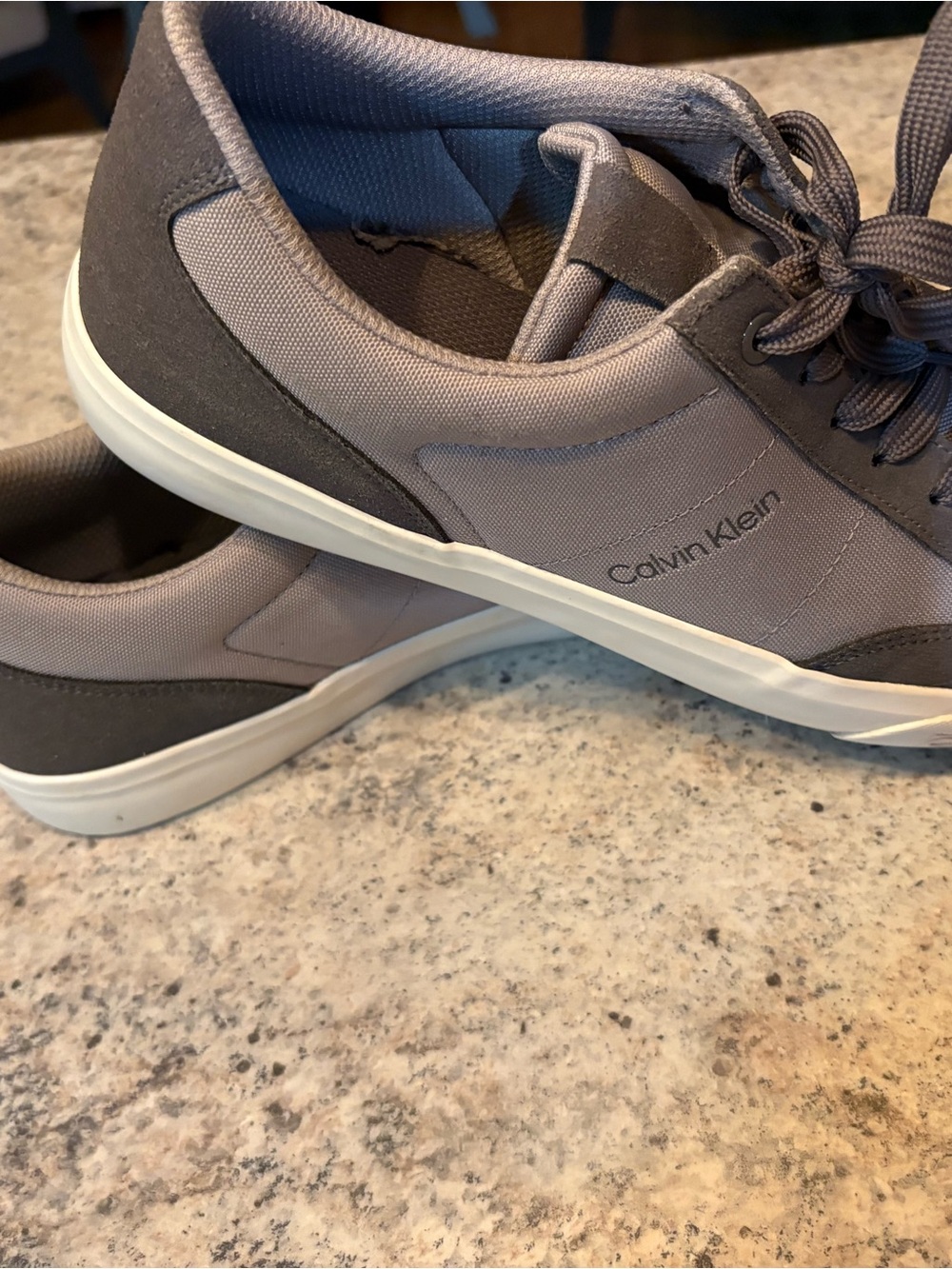 Calvin Klein Men’s Taupe and Dark Gray Low-Top Sneakers